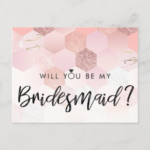 Rose Gold Moderne Bridmaid Vorschlag Postkarte
