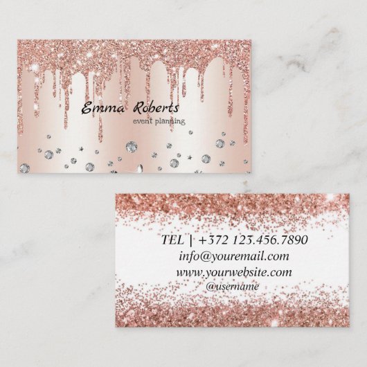 Rose Gold Moderne Business Card Visitenkarte (Vorne/Hinten)