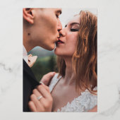 Rose Gold moderne Drehbuch minimalistische Foto Ho Folieneinladung (Rückseite)