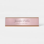 Rose Gold Moderne elegante Vorlage Beruflich Schreibtischnamensplakette (Vorderseite )