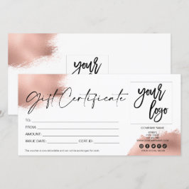 Rose Gold Moderne Geschenkgutschrift Logo hinzufüg