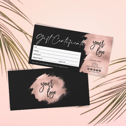 Rose Gold Moderne Geschenkgutschrift Logo hinzufüg