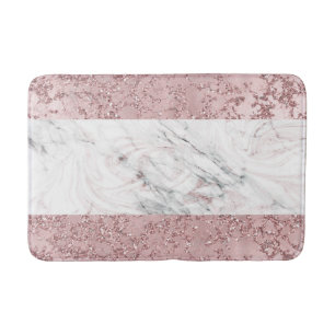 Rose Gold Moderne Glam Marmor & Glitzer Dekorativ Badematte