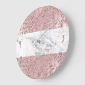 Rose Gold Moderne Glam Marmor & Glitzer Dekorativ Große Wanduhr (Winkel)