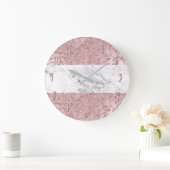 Rose Gold Moderne Glam Marmor & Glitzer Dekorativ Große Wanduhr (Zuhause)