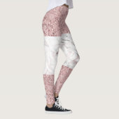Rose Gold Moderne Glam Marmor & Glitzer Dekorativ Leggings (Rechts)