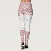 Rose Gold Moderne Glam Marmor & Glitzer Dekorativ Leggings (Rückseite)