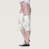 Rose Gold Moderne Glam Marmor & Glitzer Dekorativ Leggings (Links)