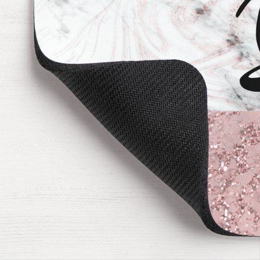 Rose Gold Moderne Glam Marmor & Glitzer Dekorativ Mousepad (Ecke)