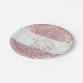Rose Gold Moderne Glam Marmor & Glitzer Dekorativ Pappteller (Schrägansicht)