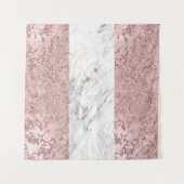 Rose Gold Moderne Glam Marmor & Glitzer Dekorativ Wandteppich (Vorderseite (Horizontal))