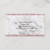 Rose Gold Moderne Glam Marmor & Glitzer Glamour Visitenkarte (Rückseite)