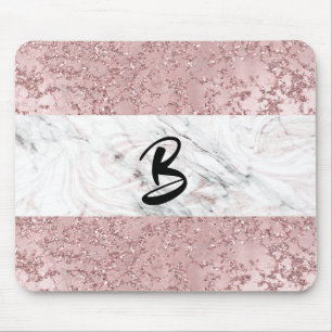 Rose Gold Moderne Glamour Marmor & Glitter Dekorat Mousepad