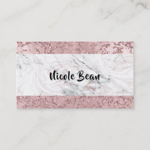 Rose Gold Moderne Glamour Marmor & Glitter Glamour Visitenkarte
