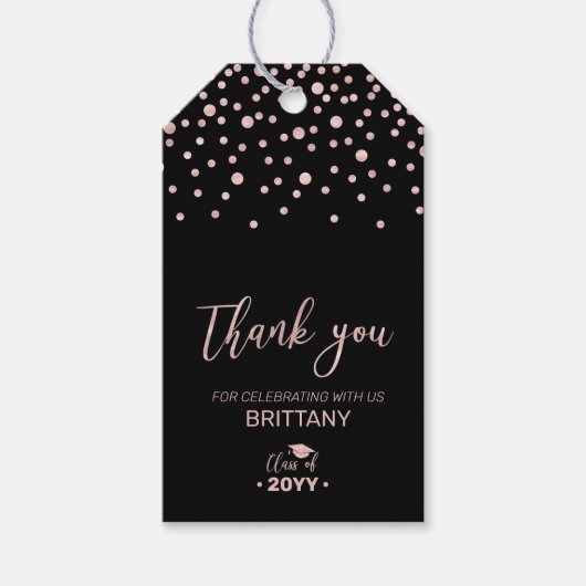 Rose Gold Moderne Graduierungspartei - Befürwortun Geschenkanhänger (Vorderseite)