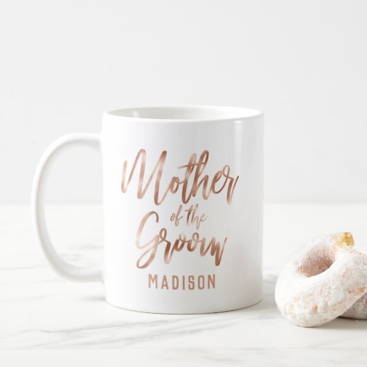 Rose Gold Moderne Hochzeitsmutter Kaffeetasse (Mit Donut)