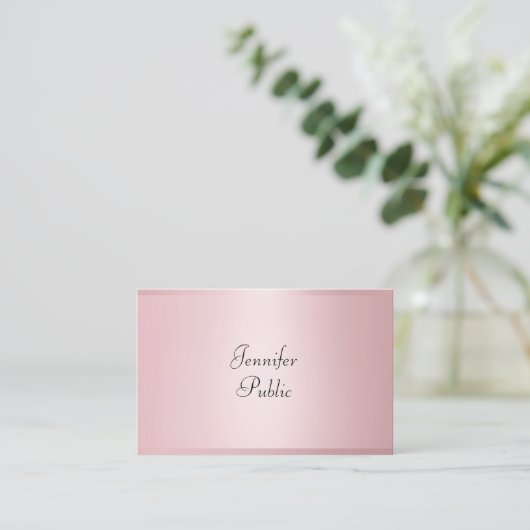 Rose Gold Moderne Kalligraphie Beruflich Elegante Visitenkarte (Stehend Vorderseite)