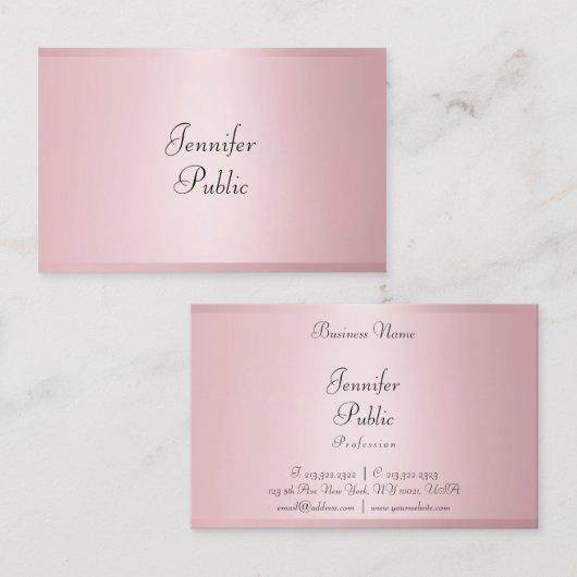 Rose Gold Moderne Kalligraphie Beruflich Elegante Visitenkarte (Vorne/Hinten)