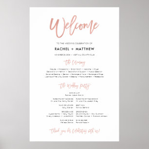Rose Gold Moderne Messe Hochzeitsfeier Poster