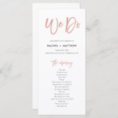 Rose Gold Moderne Messe Wir machen Hochzeitsprogra Programm (Vorne/Hinten)