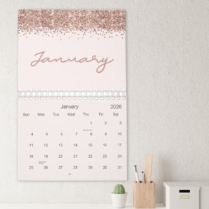 Rose Gold Moderne Minimalistische 2026 Kalender