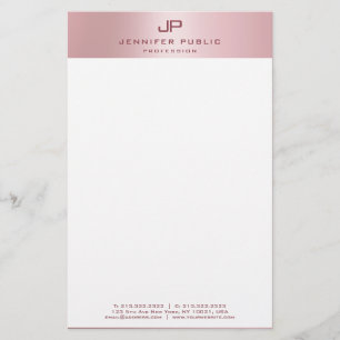 Rose Gold Moderne Monogram Vorlage Elegant Briefpapier