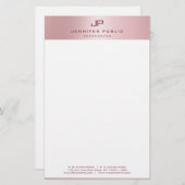 Rose Gold Moderne Monogram Vorlage Elegant Briefpapier (Vorne/Hinten)
