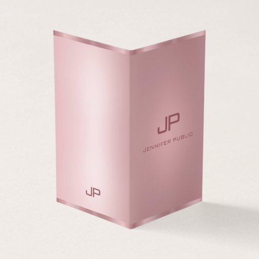 Rose Gold Moderne Monogramm Elegant-Vorlage Visitenkarten (Vorderseite)