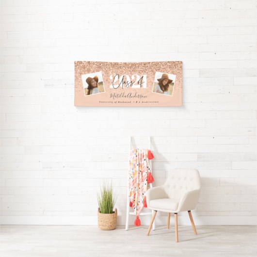 Rose Gold Moderne Multi-Foto stilvoller Abschluss Banner (Insitu)