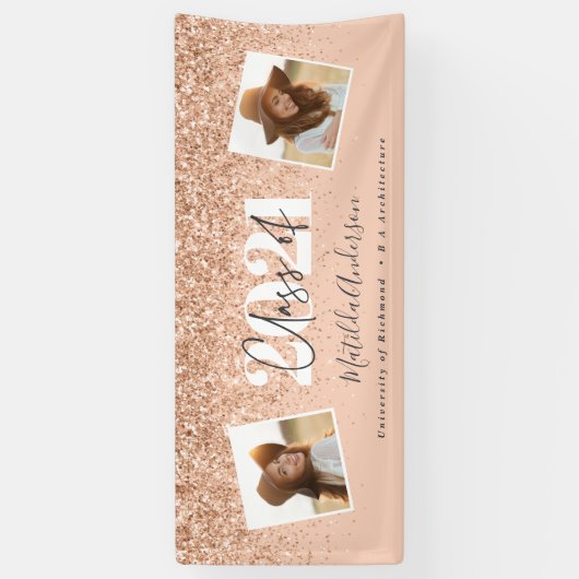 Rose Gold Moderne Multi-Foto stilvoller Abschluss Banner (Vertikal)