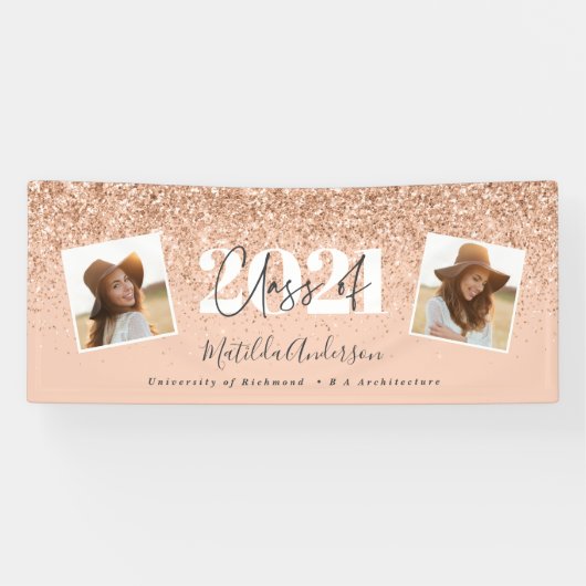Rose Gold Moderne Multi-Foto stilvoller Abschluss Banner (Horizontal)