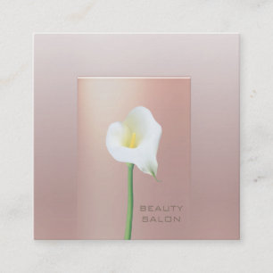 Rose Gold Moderne Perle Calla lily Quadratische Visitenkarte