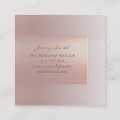 Rose Gold Moderne Perle Calla lily Quadratische Visitenkarte (Rückseite)
