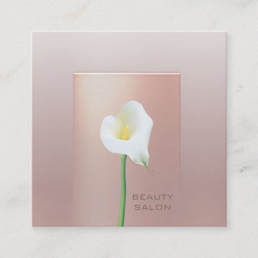 Rose Gold Moderne Perle Calla lily Quadratische Visitenkarte (Vorderseite)