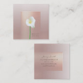 Rose Gold Moderne Perle Calla lily Quadratische Visitenkarte (Vorne/Hinten)