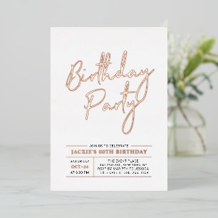 Rose Gold Moderne Pinsel Schrift Erwachsener Gebur Folieneinladung