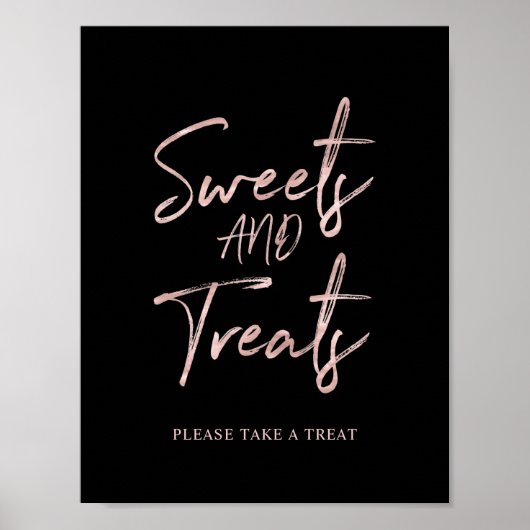 Rose Gold Moderne Pinselstriche Bar Poster (Vorne)