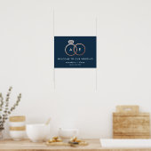 Rose Gold Moderne Rings Navy Hochzeit Begrüßungsze Poster (Küche)