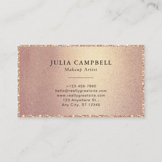 Rose Gold Moderne Script Monogram Chic Visitenkarte (Rückseite)