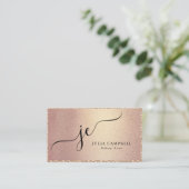 Rose Gold Moderne Script Monogram Chic Visitenkarte (Stehend Vorderseite)