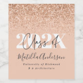 Rose Gold Moderne stilvolle Abschlussfeier Gunst W Weinetikett (Einzelnes Label)