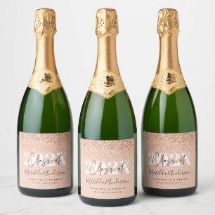 Rose Gold Moderne stilvolle Graduierungsparty Gefa Schaumweinetikett