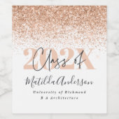Rose Gold Moderne stilvolle Graduierungsparty Guns Weinetikett (Einzelnes Label)