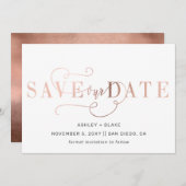 Rose Gold Moderne, stilvolle handgeschriebene Kall Save The Date (Vorne/Hinten)