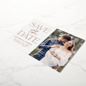 Rose Gold Moderne Typografie Foto Save the Date Folieneinladung (Gedreht)