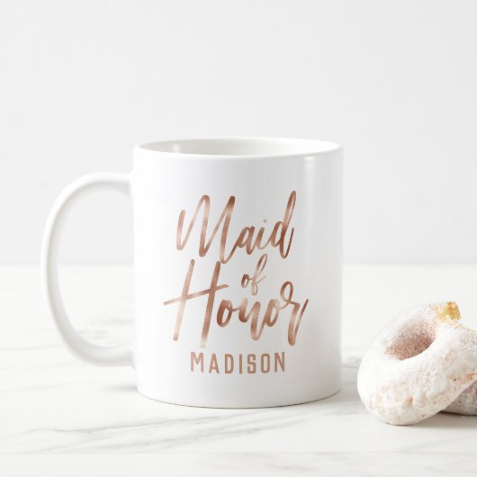 Rose Gold Moderne Typografie Hochzeitsszene Trauze Kaffeetasse (Mit Donut)