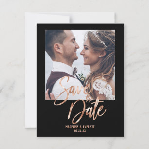 Rose Gold Moderne Typografie Save the Date Foto