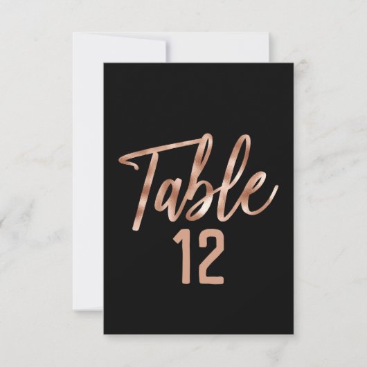 Rose Gold Moderne Typografie Tischnummer Sitzplätz (Vorderseite)