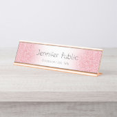 Rose Gold Moderne Vorlage Beruflich Trendy Schreibtischnamensplakette (Vorderseite )