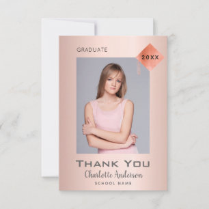 Rose Gold Moderner Abschluss Dank Karte